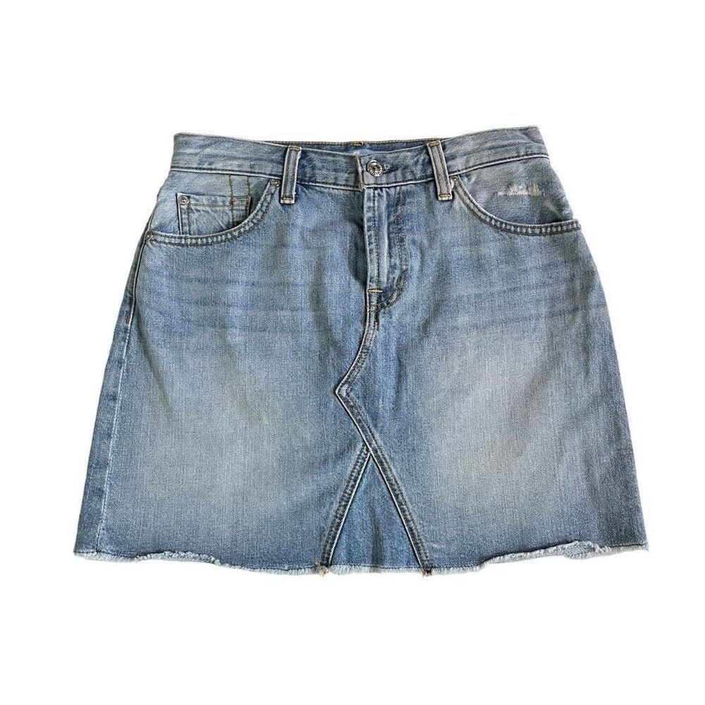7 For All Mankind Denim‎ Mini Skirt Frayed Hem Santa Cruz
